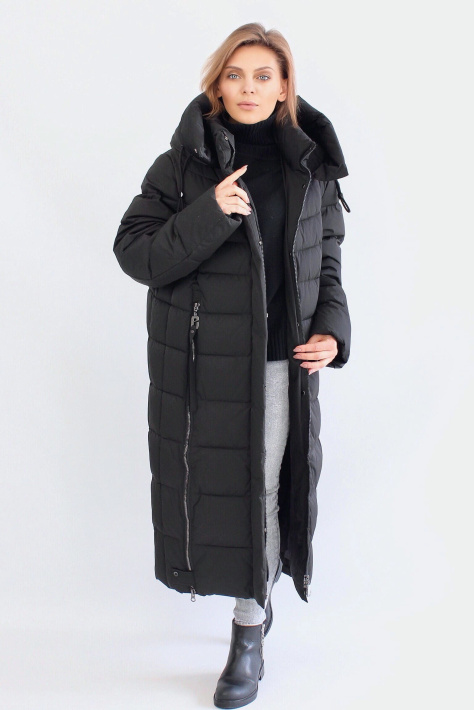Пуховик женский черный Пуховик больших размеров 22865-041
