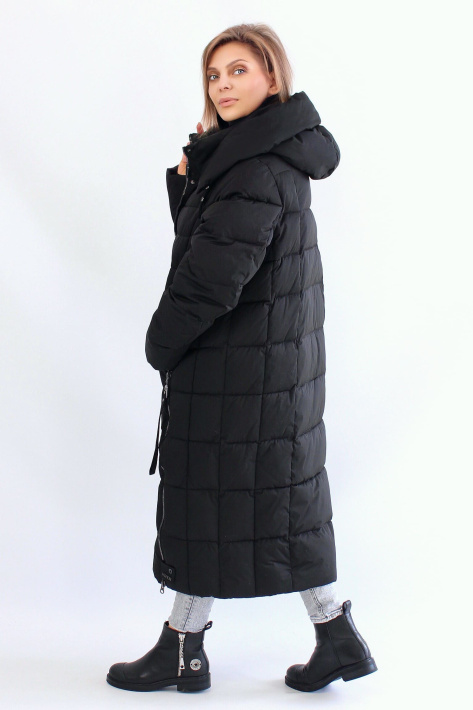 Пуховик женский черный стеганый Пуховик больших размеров 22865-047