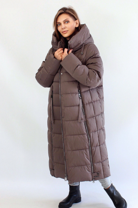 Пуховик женский капучино спереди Пуховик больших размеров 22865-092