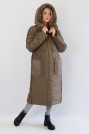 Пуховик дублёнка с меховым капюшоном коричневый Пуховик дублёнка 987-605-07