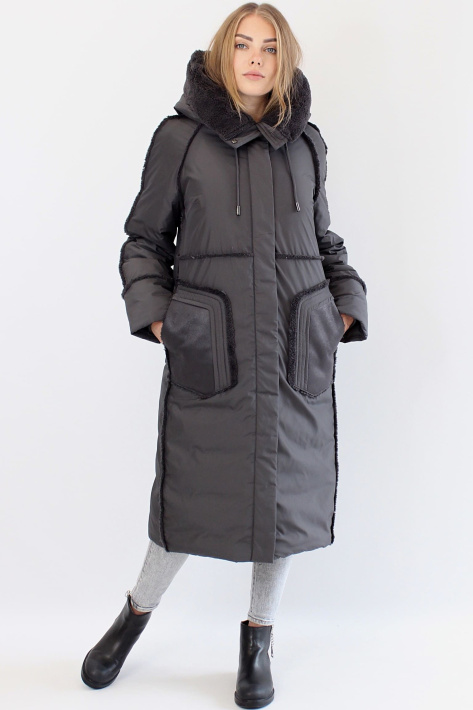 Пуховик дублёнка цвета графит Пуховик дублёнка 987-720-03