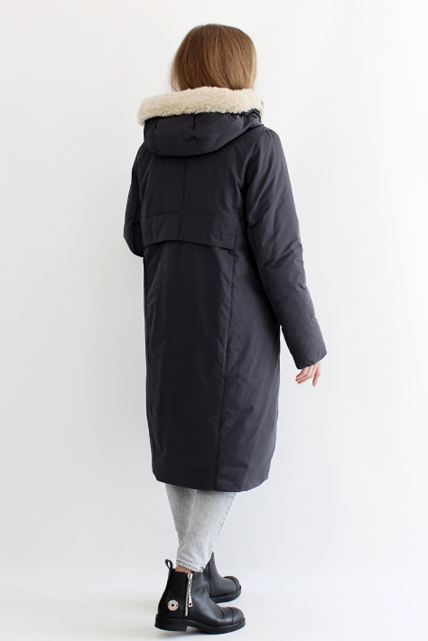 Пуховик кокон черный сзади Пуховик кокон 21125-n-04