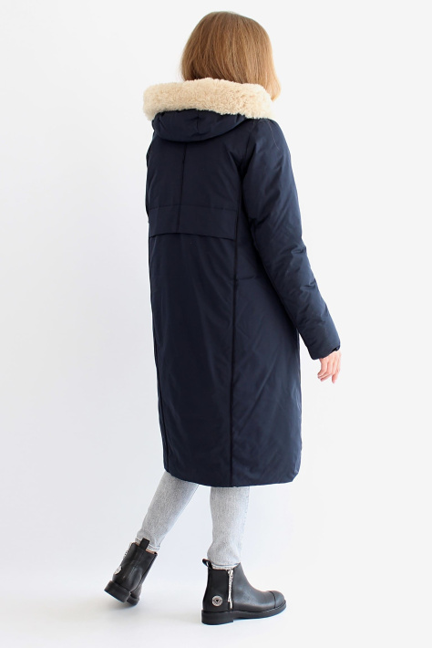 Пуховик кокон синий сзади Пуховик кокон 21125-n-05