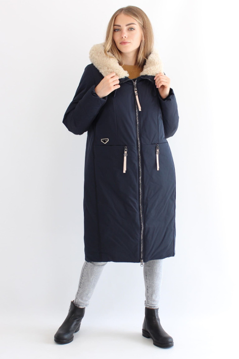 Пуховик кокон с меховым капюшоном Пуховик кокон 21125-n-057