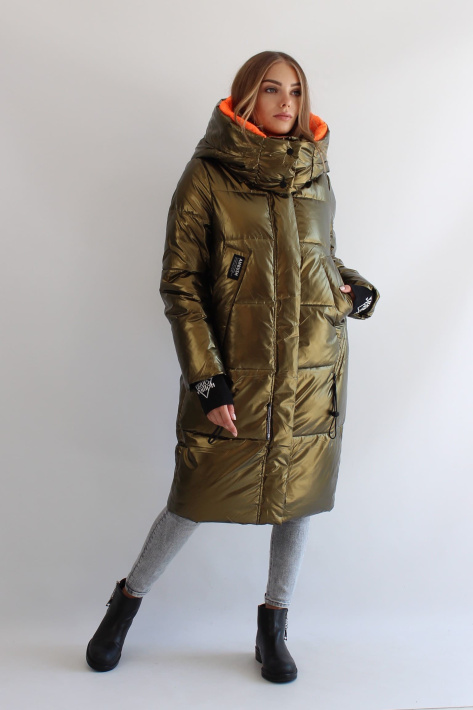 Пуховик кокон золотистый табак Пуховик кокон 22569-091