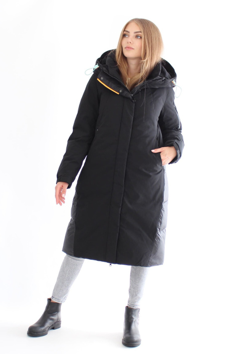 Пуховик парка черная спереди Пуховик парка 3218-048