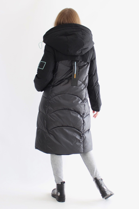 Пуховик парка черная комбинированная Пуховик парка 3218-10