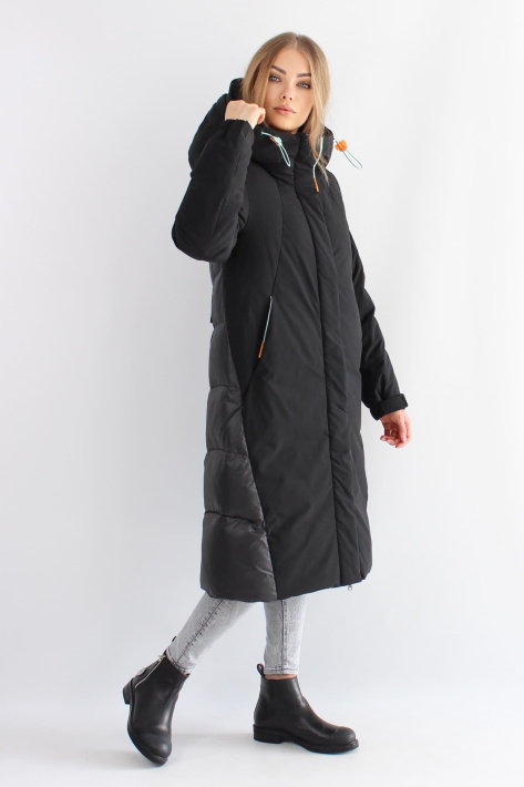 Пуховик парка черная сбоку Пуховик парка 3218-n-5