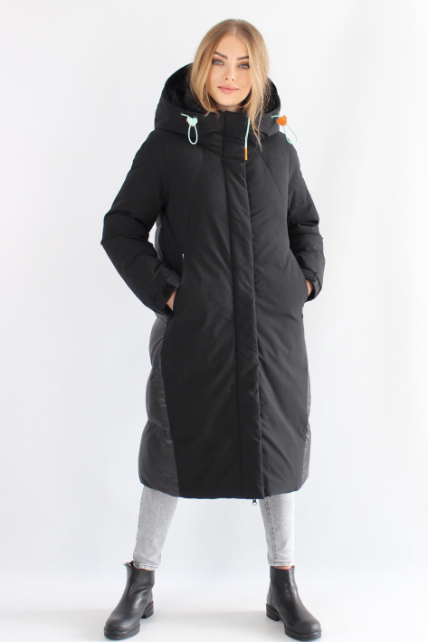 Пуховик парка черная спереди Пуховик парка 3218-n-7
