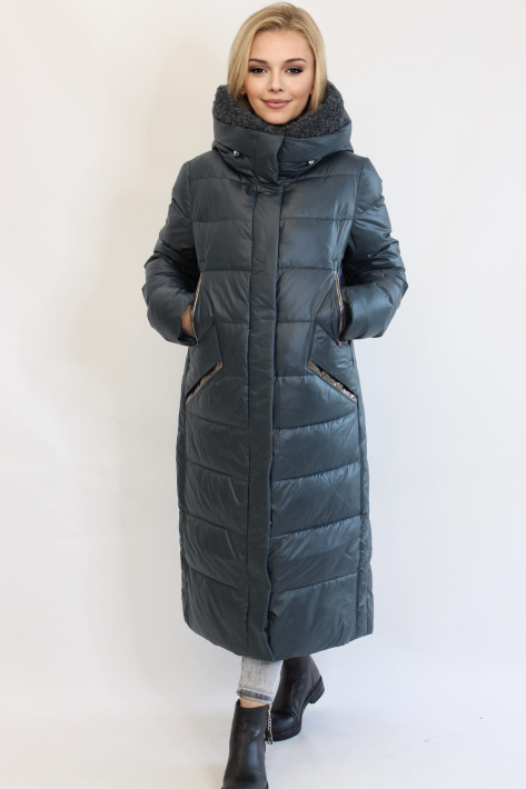 Пуховик Plus Size женский хвойного цвета Пуховик Plus Size 599-0331