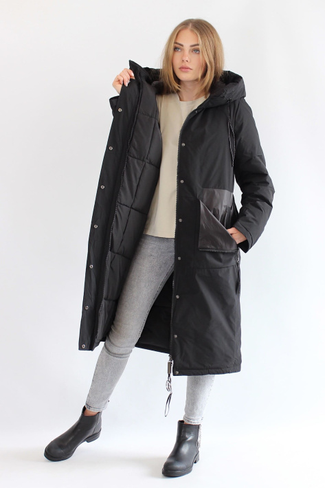 Пуховик черный под парку Пуховик Tongcoi 2933-04-2