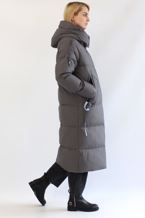 Пуховик женский графит сбоку Пуховик женский 22871-235