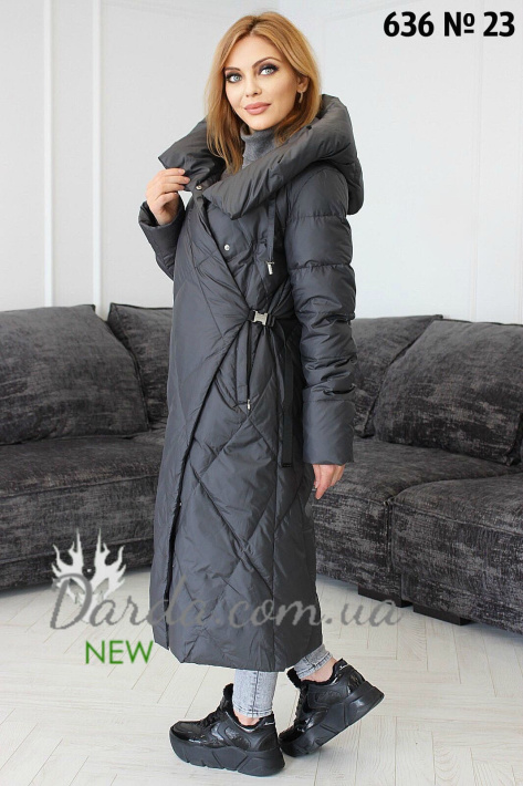 Пуховое пальто на запах цвета графит Пуховое пальто на запах Snow Owl 636