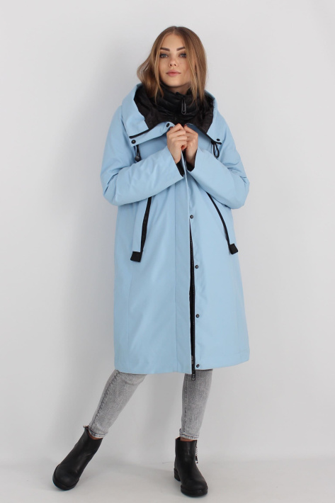 Пуховик двойка голубого цвета Пуховик двойка голубой плащ 3501-7