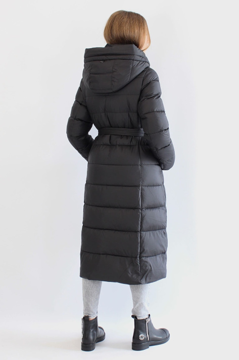 Пуховик с поясной сумкой черный сзади Пуховик с поясной сумкой 22120-n-1