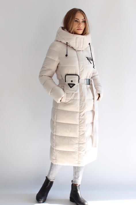 Пуховик с поясной сумкой жемчужный белый Пуховик с поясной сумкой 22120-8