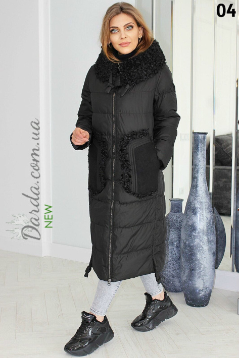 Зимнее пальто с мехом козлика Mishele 20011 фото 2