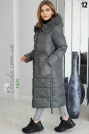 Зимнее пальто с мехом козлика фисташковое Mishele 20011