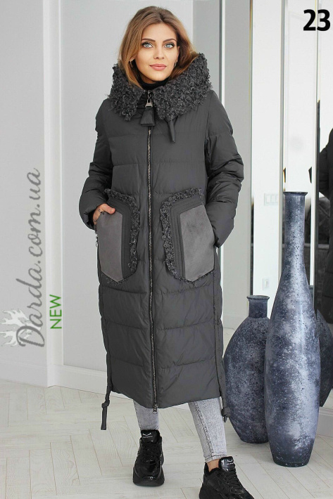 Зимнее пальто с мехом козлика Mishele 20011 фото 3