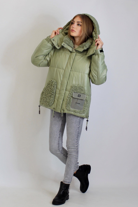 Зимняя куртка с овчиной на карманах Зимняя куртка с овчиной 741-082