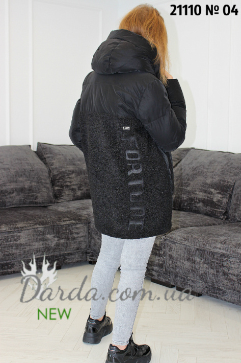 Зимняя куртка с овчиной черная 21110