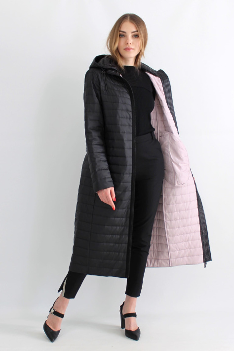 Стеганое плащ-пальто черное с розовым Стеганое плащ-пальто 21739-041