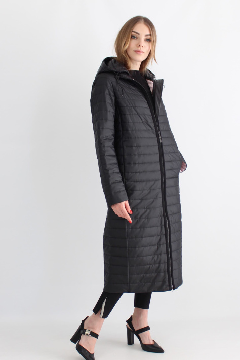 Стеганое плащ-пальто черное Стеганое плащ-пальто 21739-047