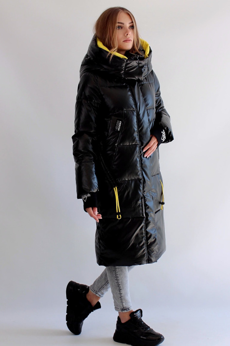 Пуховик кокон черный сбоку Пуховик кокон 22569-041