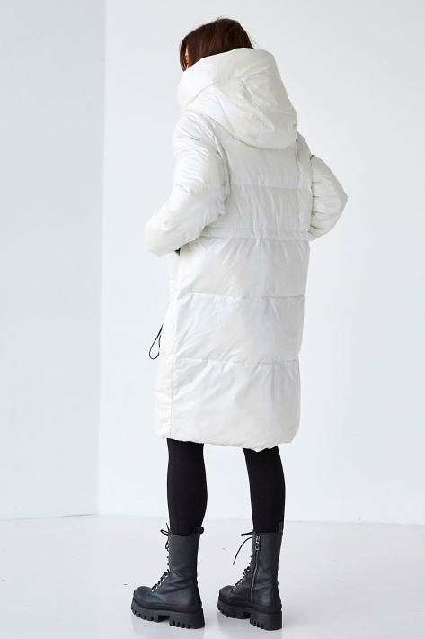 Пуховик кокон белый с капюшоном Пуховик кокон 22569-4