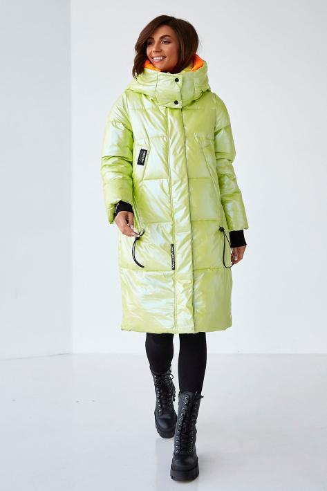 Пуховик кокон салатовый с оранжевым Пуховик кокон 22569-8