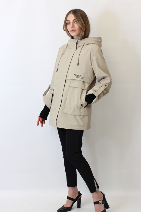 Ветровка большого размера бежевая сбоку Ветровка большого размера бежевая 2315-3
