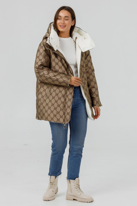 Пуховик двосторнній з принтом бренду Пуховик двосторнній 23440-01-3