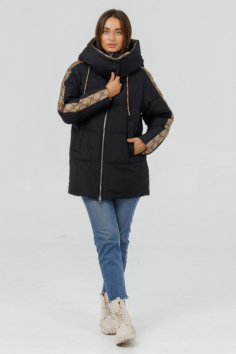 Пуховик двосторнній на дівчині чорний Пуховик двосторнній 23440-04-5