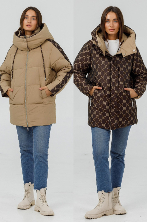 Пуховик двосторнній однотонний і з принтом Пуховик двосторнній 23440-09-1