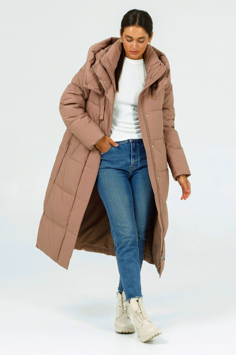 Пальто зимове жіноче кремового кольору крем-брюлє  Пальто зимове кремове 23522-8