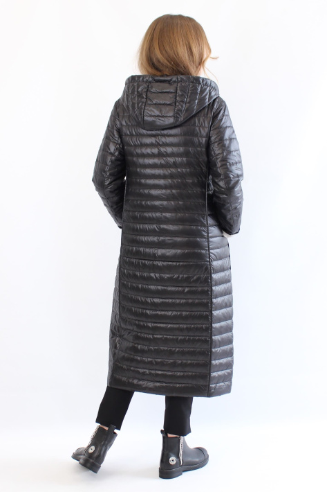 Длинное пальто стеганое черное 242-1