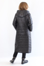 Длинное пальто стеганое черное 242-1
