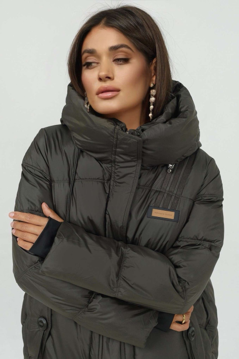 Куртка зимова коротка в деталях хакі Куртка зимова коротка 25347-083