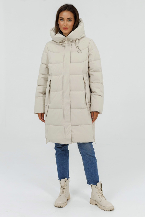 Пуховик спорт шик жіночий вершковий Пуховик спорт шик 4295-3