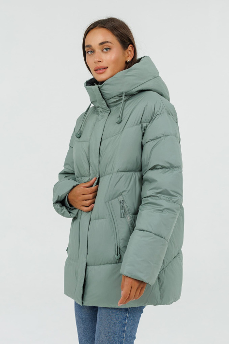 Куртка-пуховик жіноча оливкова Куртка-пуховик з поясом 4528-2