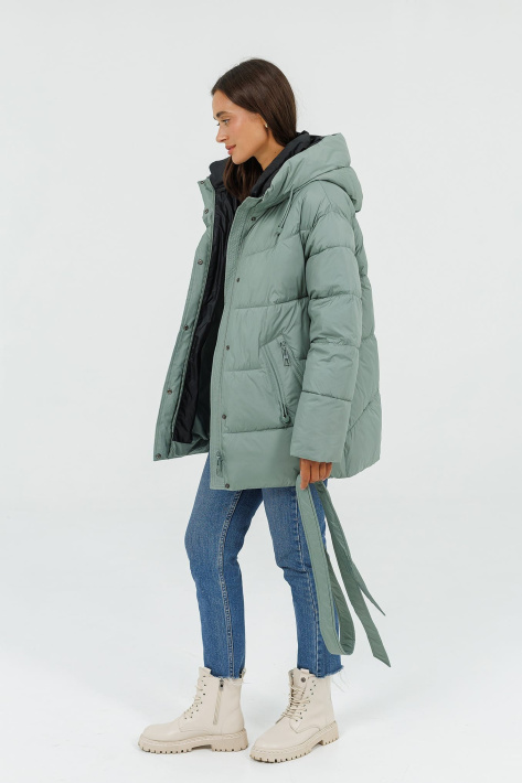 Куртка-пуховик з поясом оливкова Куртка-пуховик з поясом 4528-5