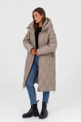 Пуховик на дівчині капучіно Пуховик великих розмірів 508-01