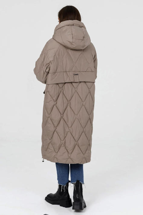 Пуховик жіночий капучіно з капюшоном Пуховик великих розмірів 508-03
