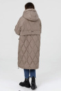 Пуховик жіночий капучіно з капюшоном Пуховик великих розмірів 508-03