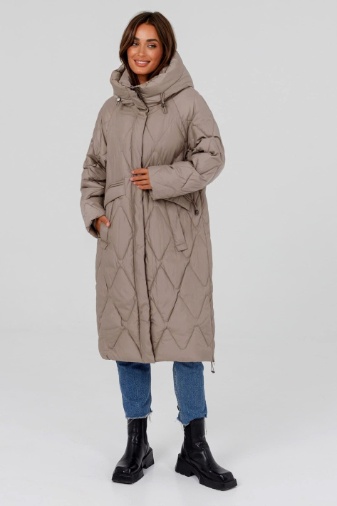 Пуховик жіночий світлий капучіно Пуховик великих розмірів 508-04
