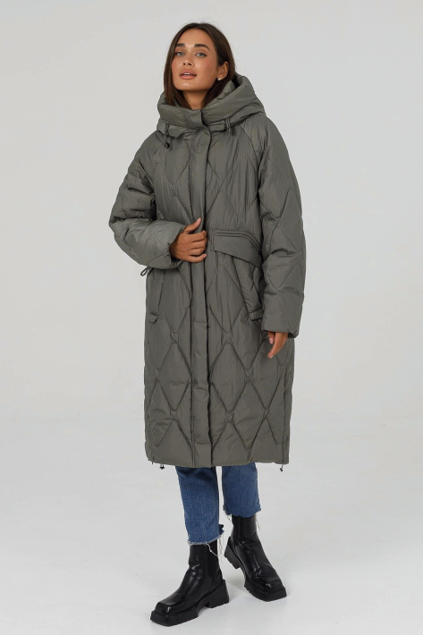 Пуховик жіночий кольору фісташки Пуховик великих розмірів 508-131