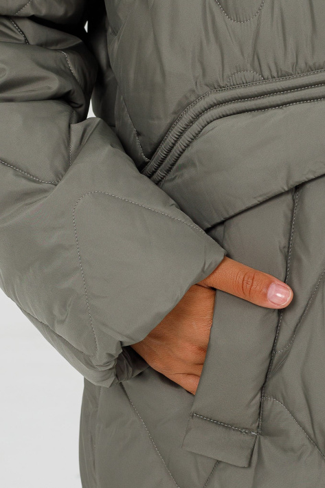 Пуховик з кишенями - фісташка Пуховик великих розмірів 508-15