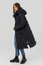 Пуховик жіночий чорний з розпірками Пуховик великих розмірів 508-18