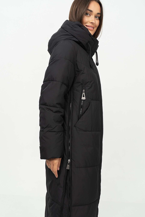 Пуховик-кенгуру жіночий чорний з розпірками Пуховик-кенгуру 527-818