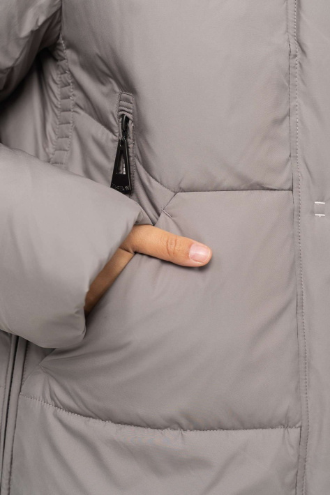 Пуховик-кенгуру з кишенями капучіно Пуховик-кенгуру 527-93